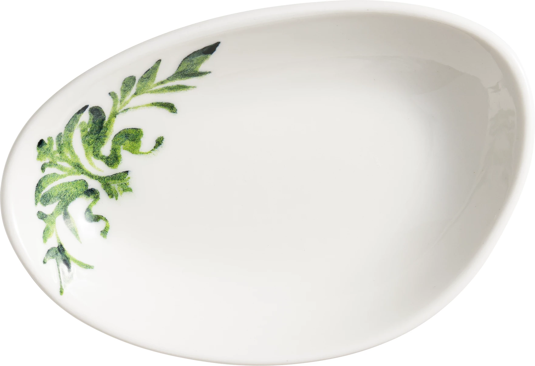 Bonna Lavis oval skål, hvid og grøn, 14 cl, 15 x 8,5 cm