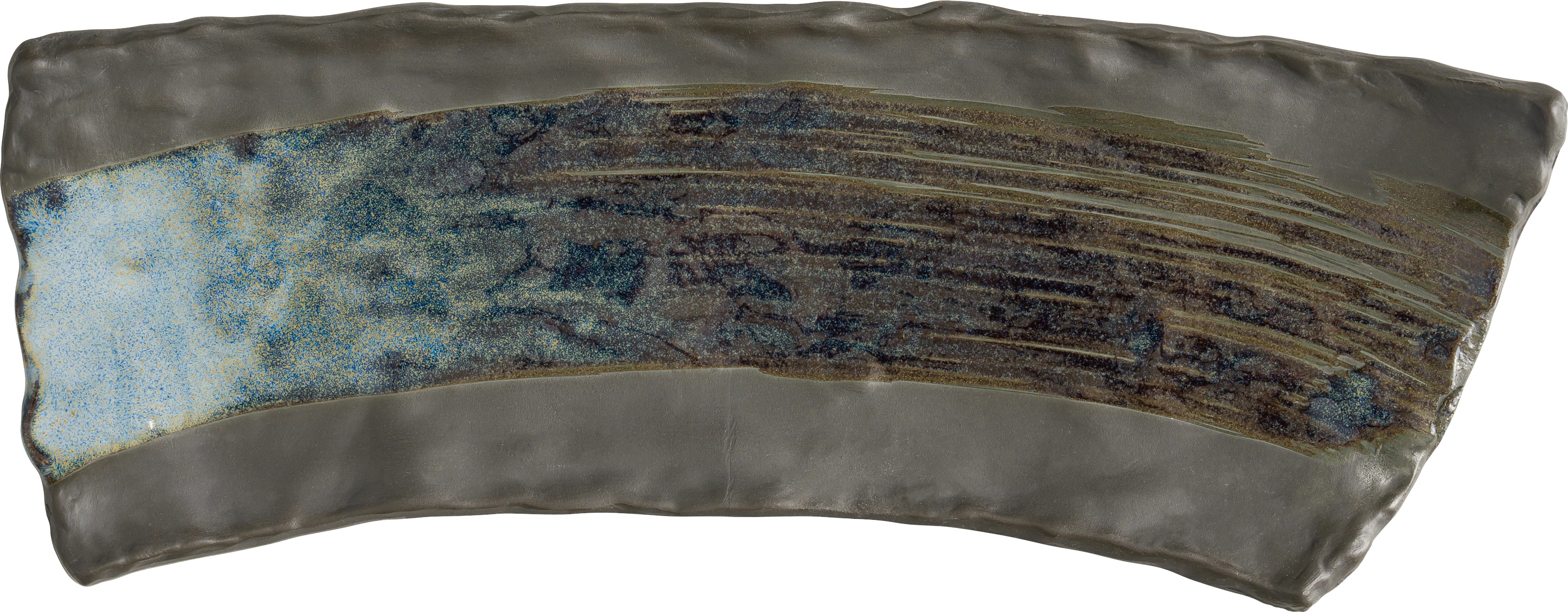 Bonna Fuji Ocean flad tallerken, rektangel, organisk blå, 23 x 12 cm