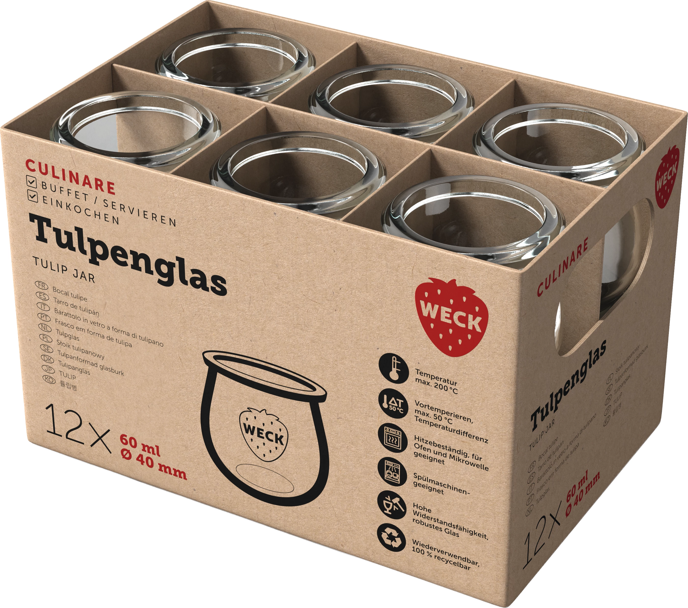 Weck Tulip patentglas uden låg, 7,5 cl, ø4, H5,6 cm
