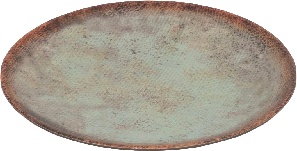 Pujadas Linen flad tallerken uden fane, grøn/brun melamin, ø26,5 cm