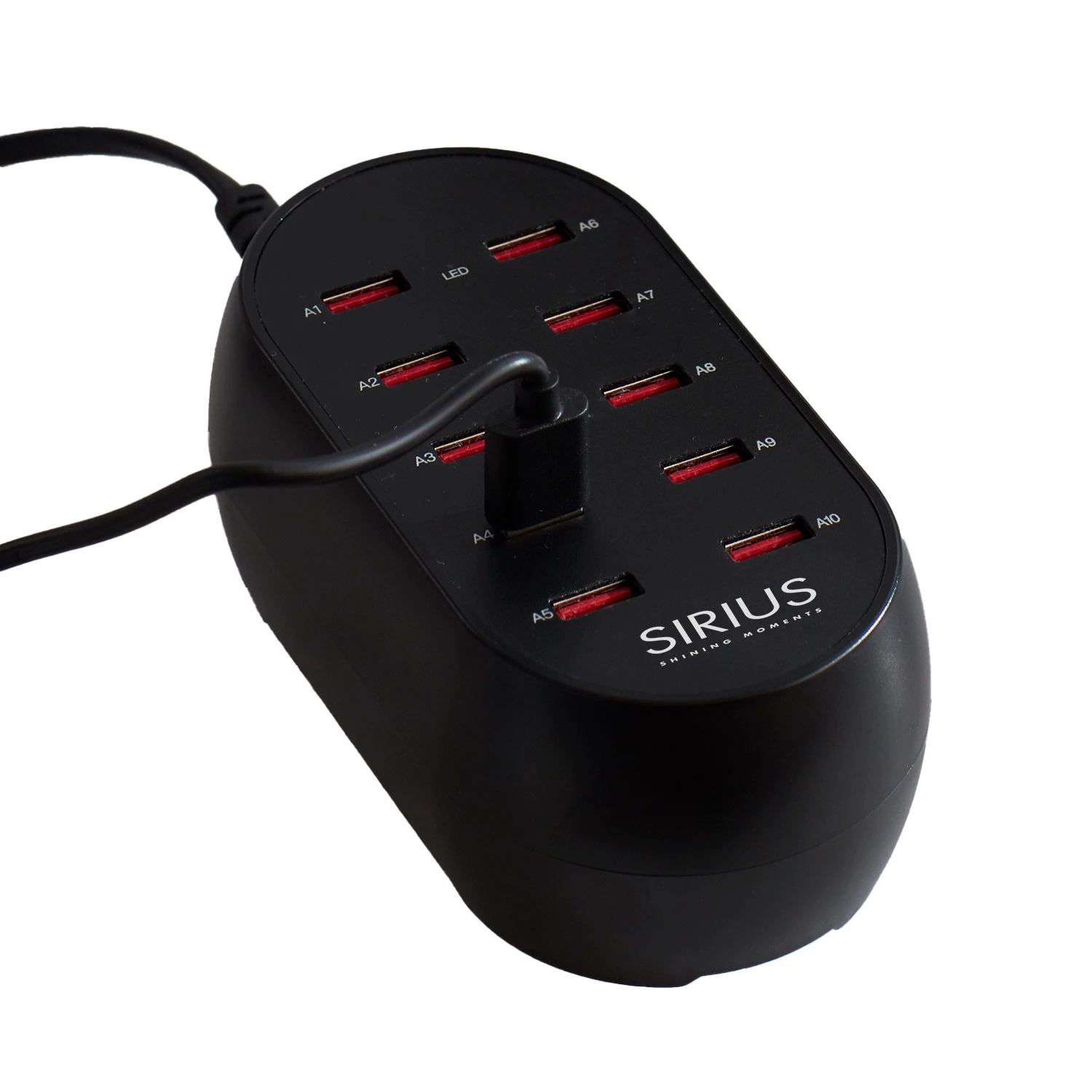 Sirius oplader med 10 USB-porte