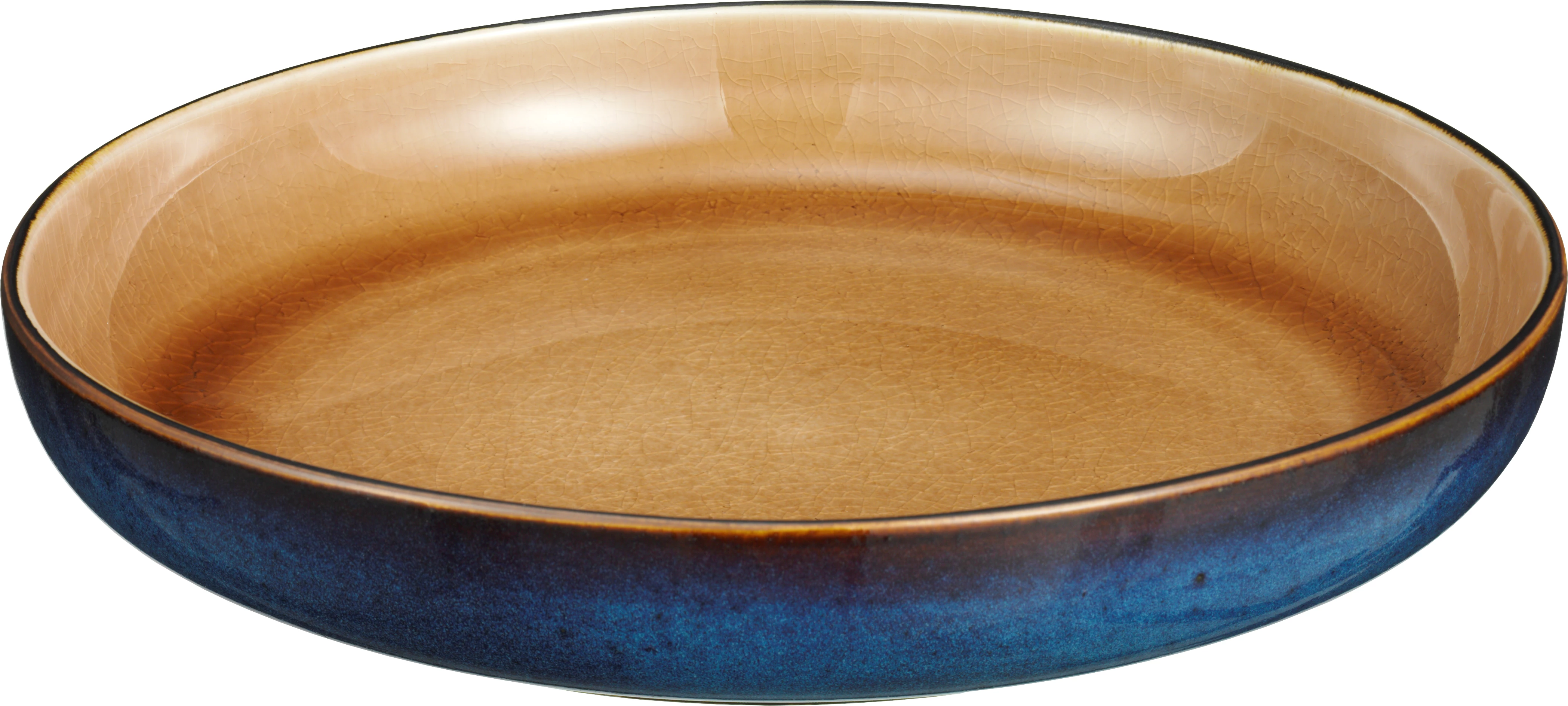 Globe tallerken uden fane, dyb, petrol/brun, ø23 cm