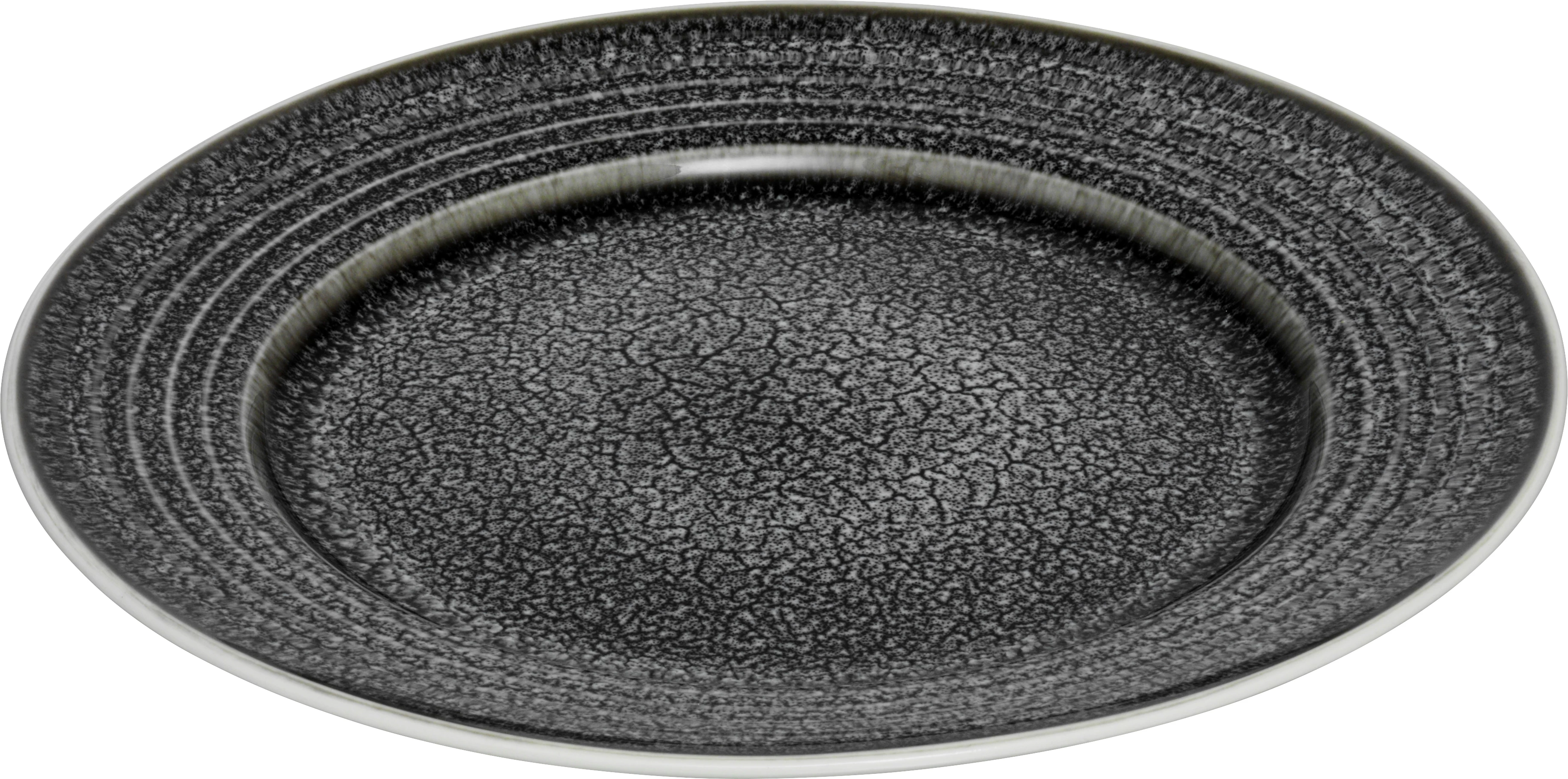 Lines tallerken med bred fane, flad, sort, ø22 cm