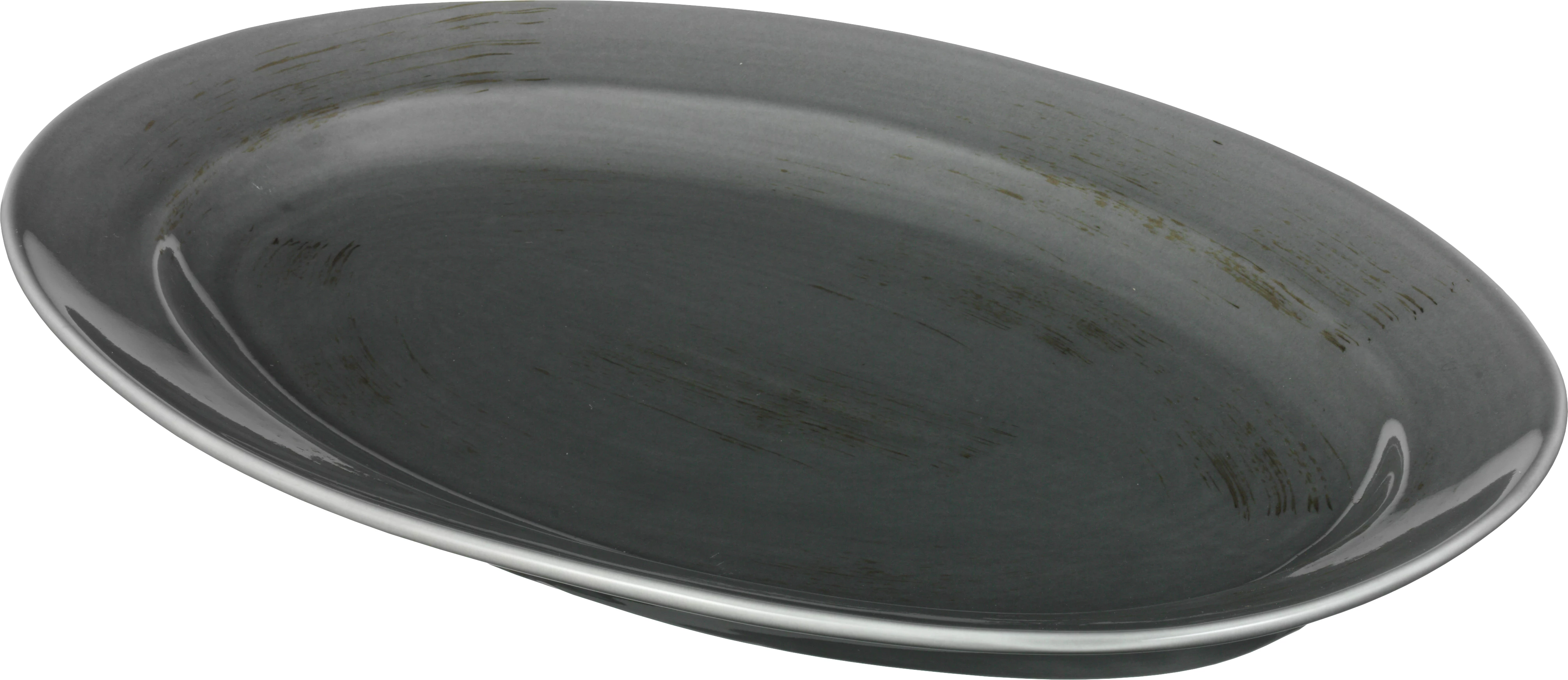 Brush fad, oval, grå, 32,8 x 23 cm