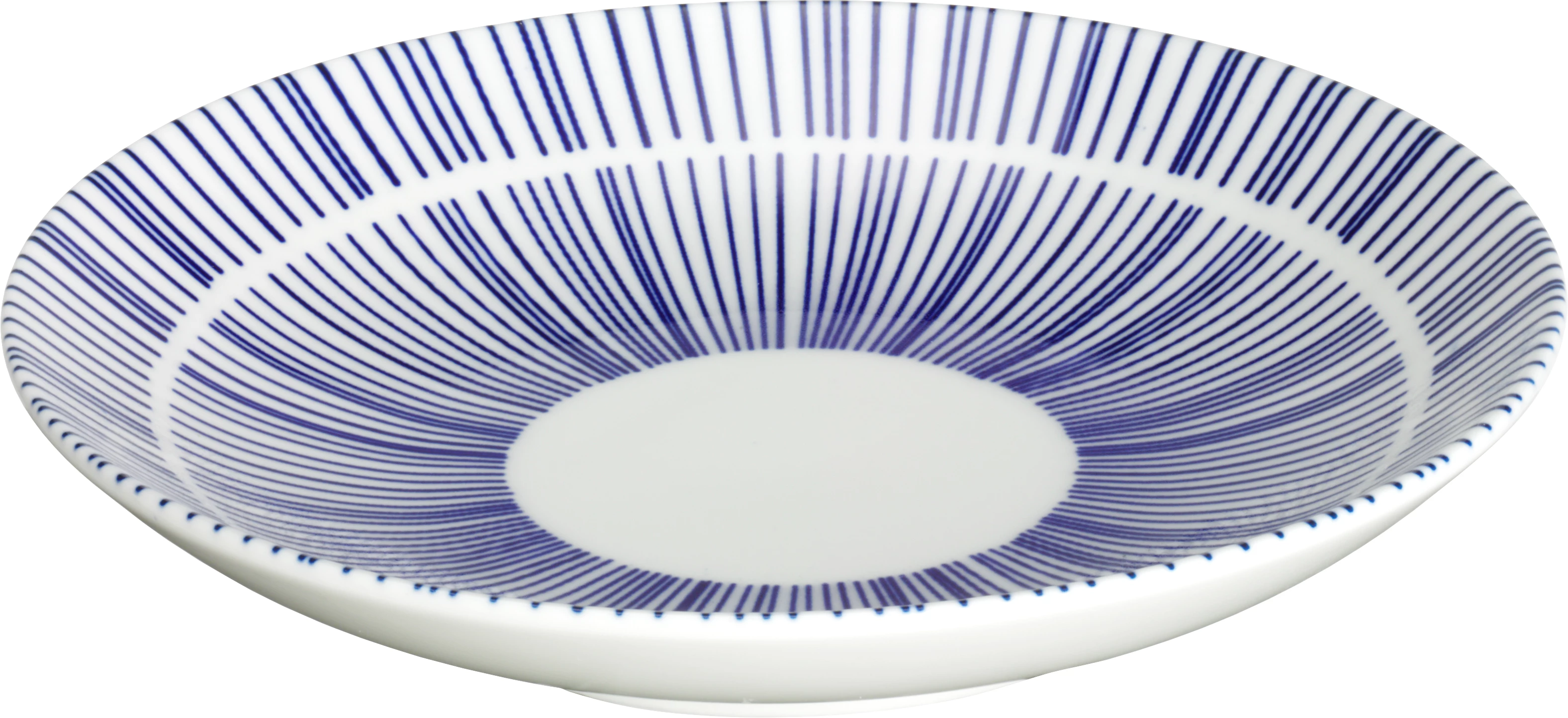 Porto flad tallerken uden fane, hvid/blå, ø15 cm