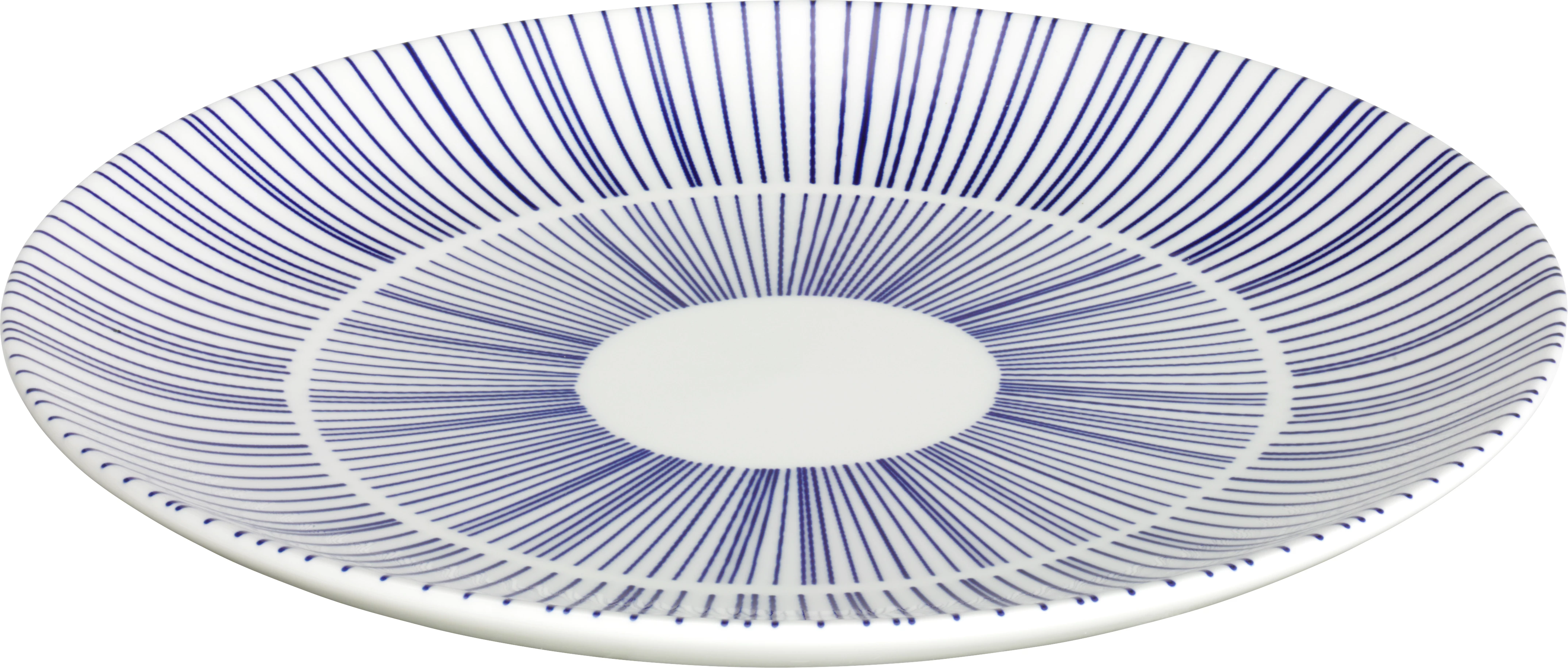 Porto tallerken uden fane, flad, hvid/blå, ø20,5 cm
