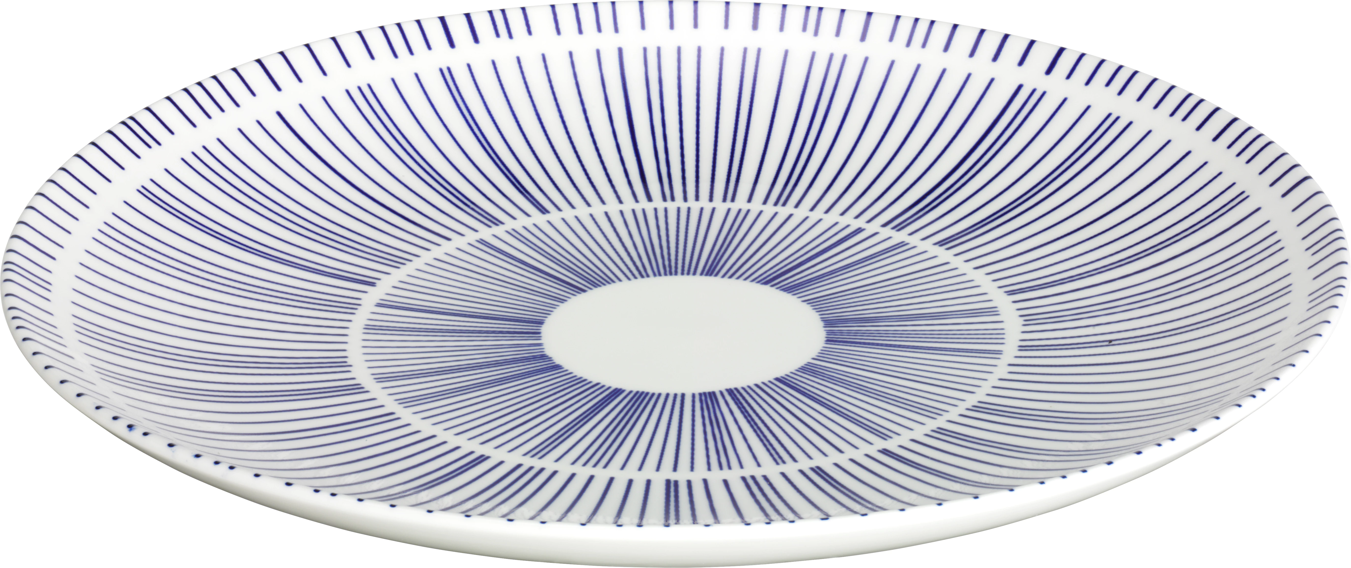 Porto tallerken uden fane, flad, hvid/blå, ø26 cm