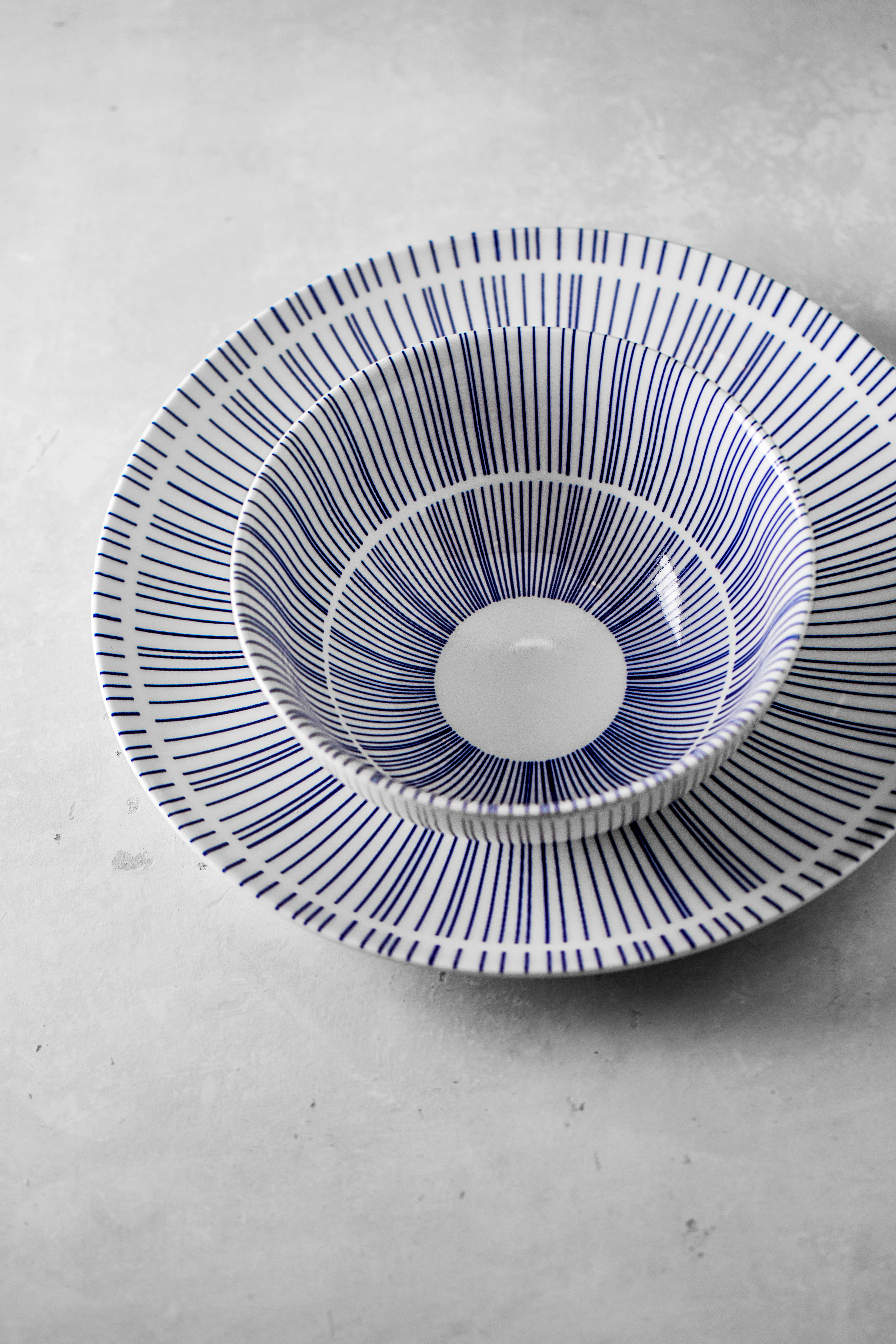 Porto skål, høj, hvid/blå, 60 cl, ø16 cm