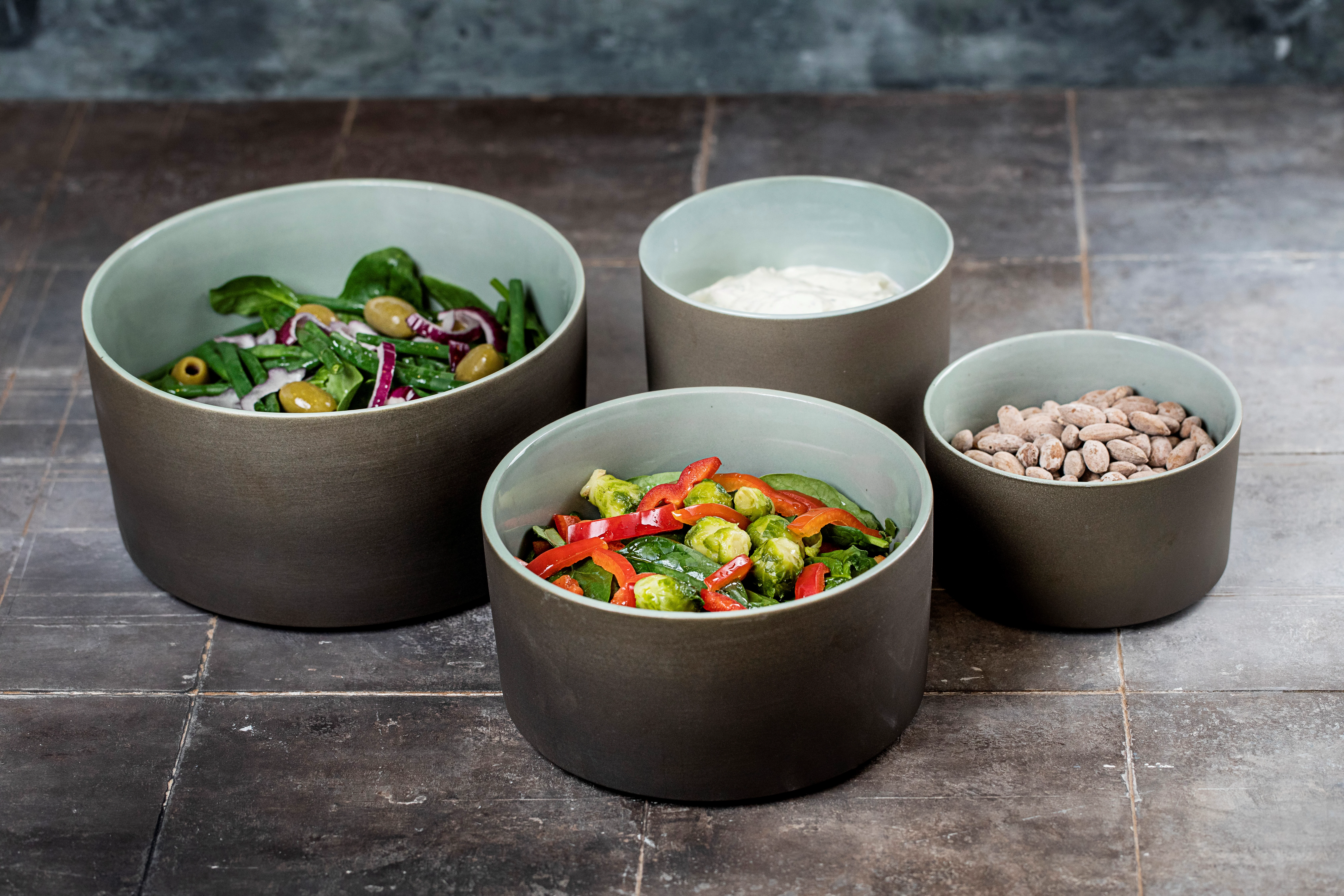 Skyline krukke, sand/grøn, 1,2 ltr., ø14 cm