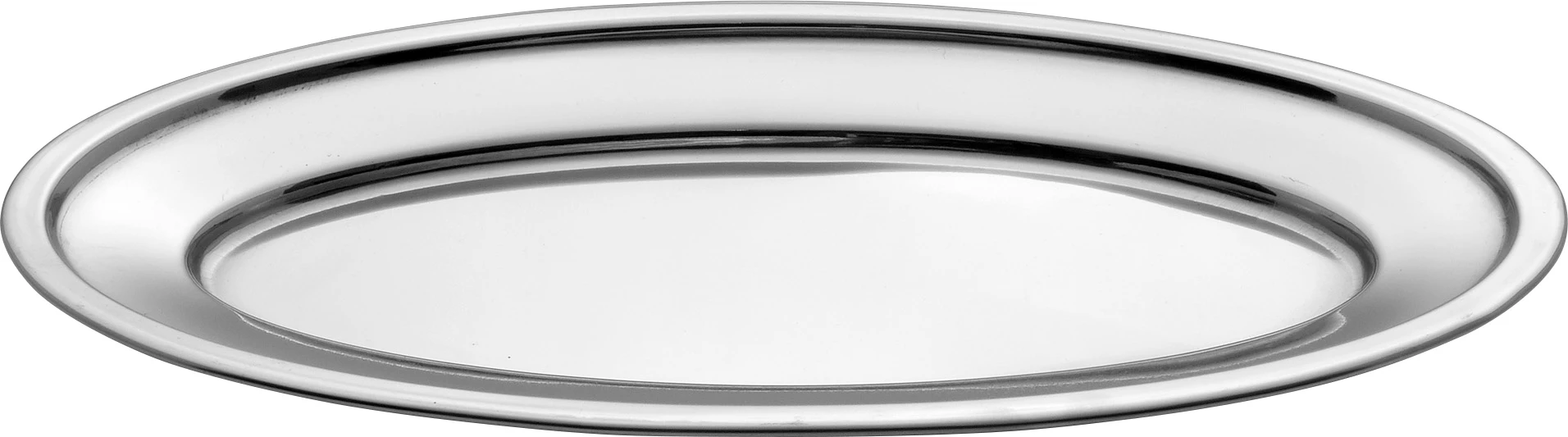 Steel-function fad, ovalt, blank, 50 x 34 cm
