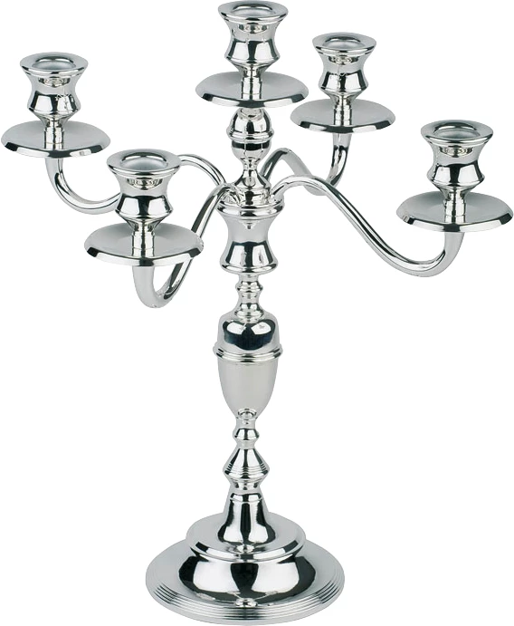 APS Antique lysestage 5-armet, forsølvet, H39 cm