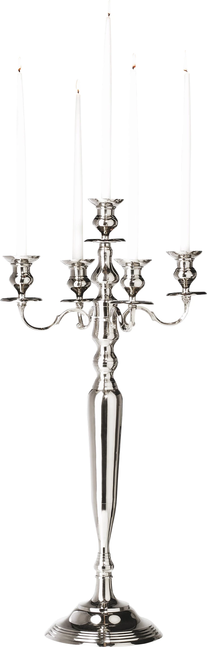 Antique lysestage 5-armet, krom, H120 cm