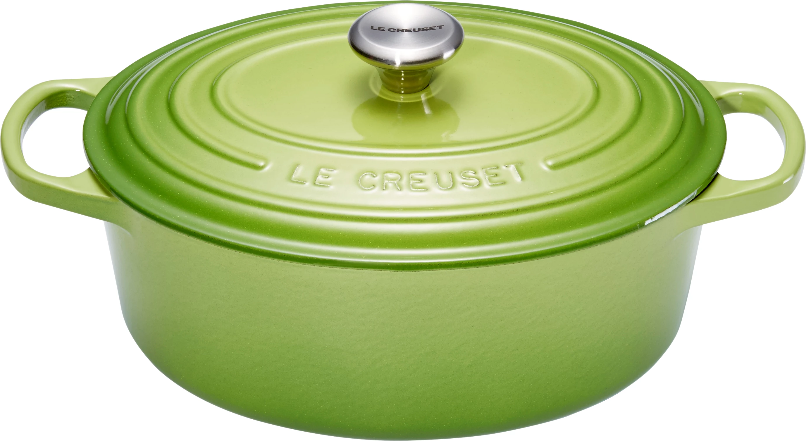 Le Creuset gryde med låg, oval, grøn, 4,1 ltr.
