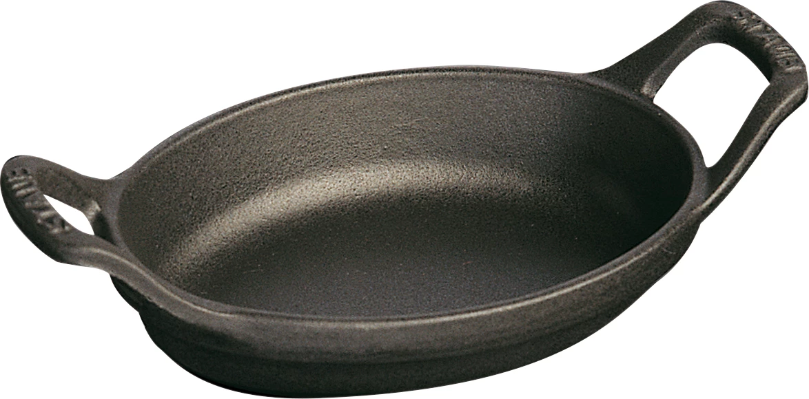 Staub minifad, ovalt, sort støbejern, 25 cl, 15 x 10,5 cm