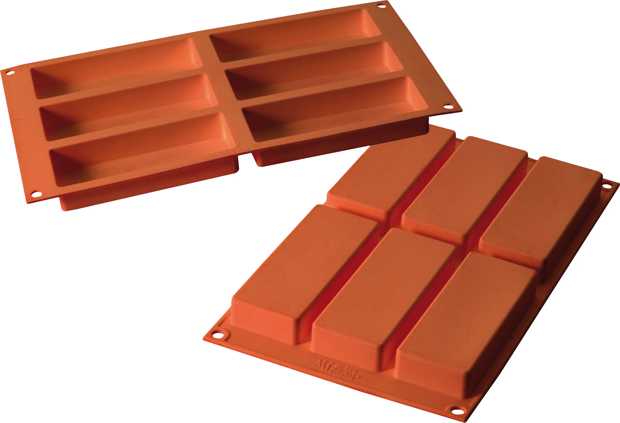 Silikomart flexform, rektangel, 6 huller, 12 x 4,5 x 2 cm