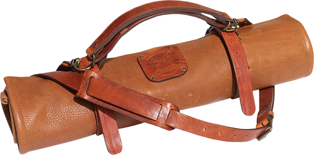 Knivtaske til 5 knive, læder, cognac