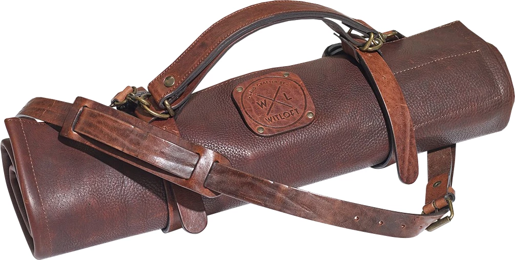 Knivtaske til 5 knive, læder, brun