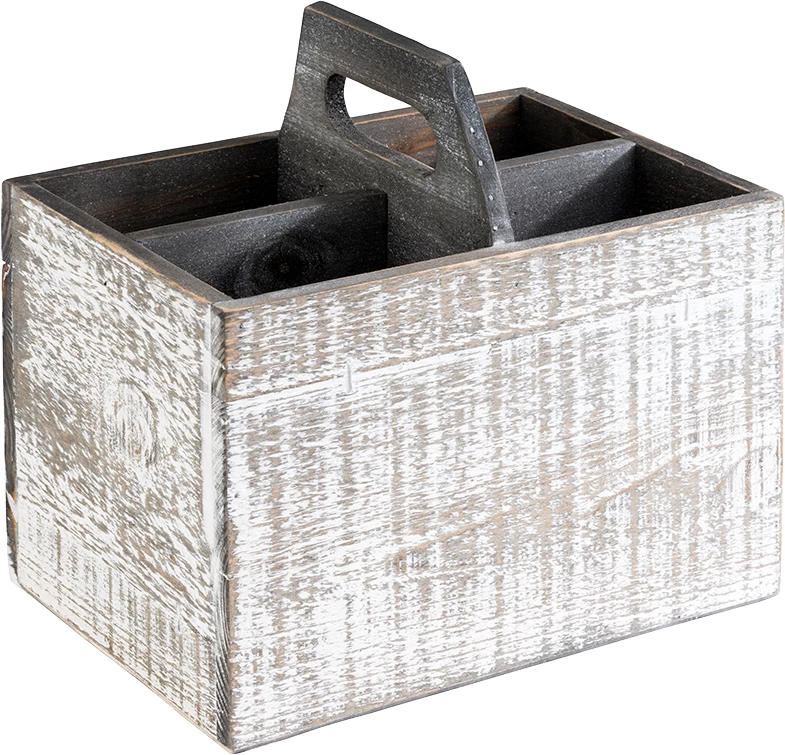 APS boks med 4 rum, hvidt træ, 22 x 15,5 x H22 cm