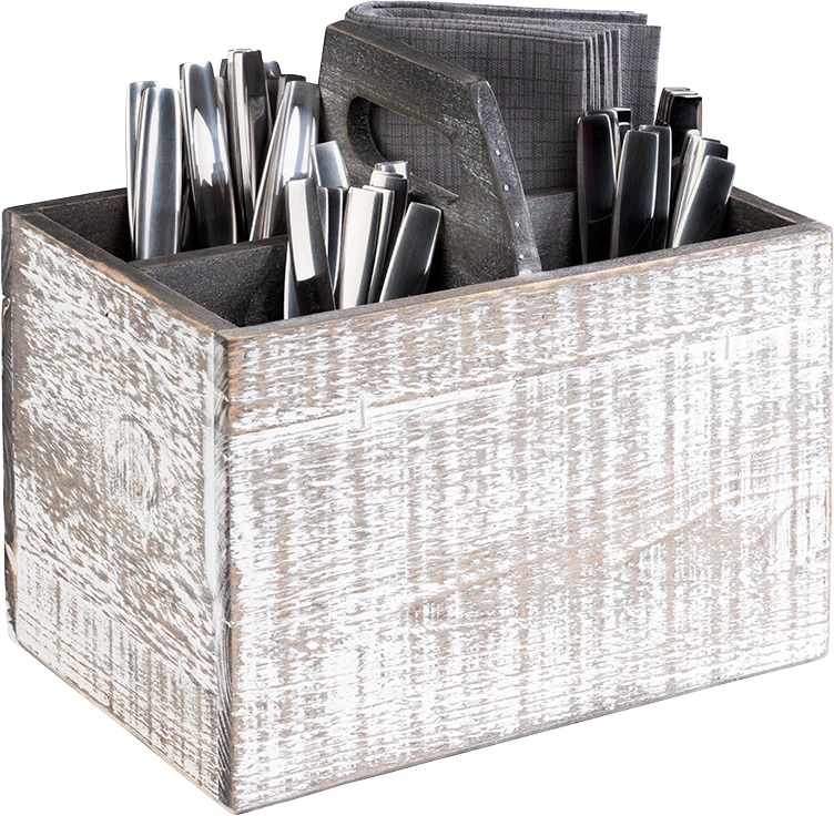 APS boks med 4 rum, hvidt træ, 22 x 15,5 x H22 cm