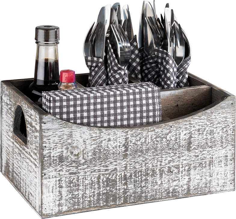 APS boks med 5 rum, hvidt træ, 22 x 15,5 x H11,5 cm