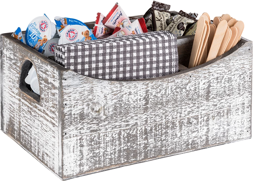 APS boks med 5 rum, hvidt træ, 22 x 15,5 x H11,5 cm