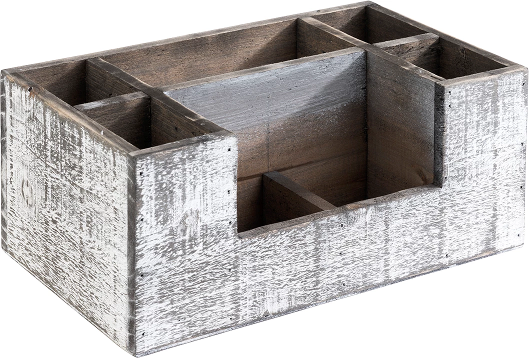 APS boks med 7 rum, hvidt træ, 22 x 15,5 xH11,5 cm