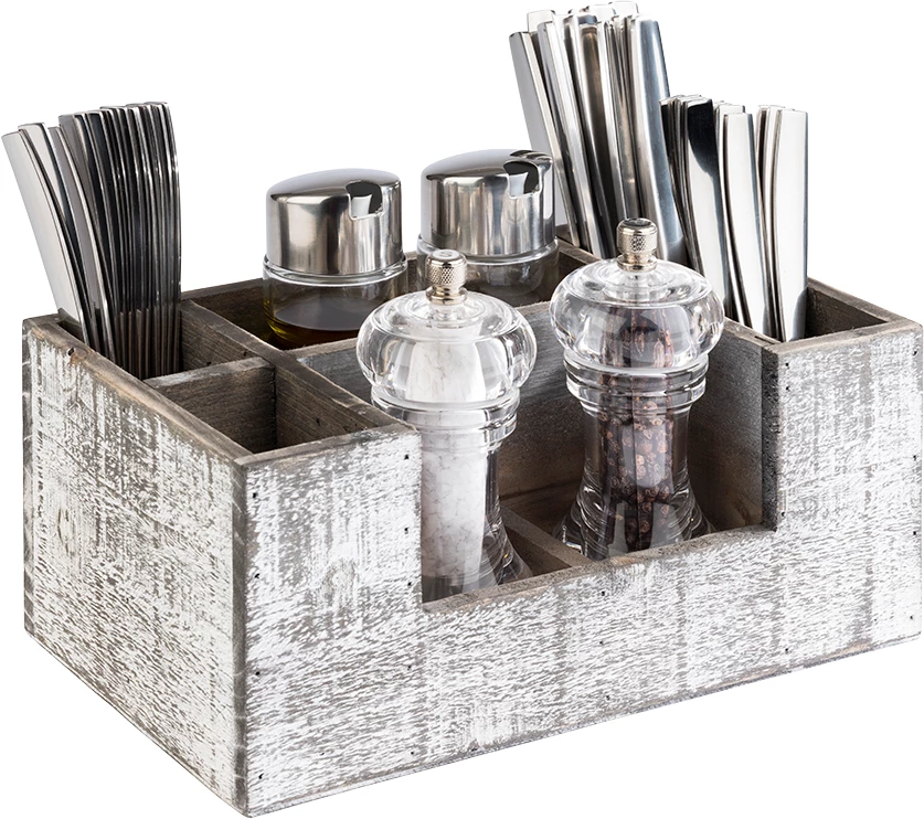 APS boks med 7 rum, hvidt træ, 22 x 15,5 xH11,5 cm