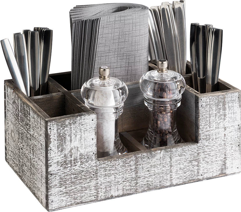 APS boks med 7 rum, hvidt træ, 22 x 15,5 xH11,5 cm