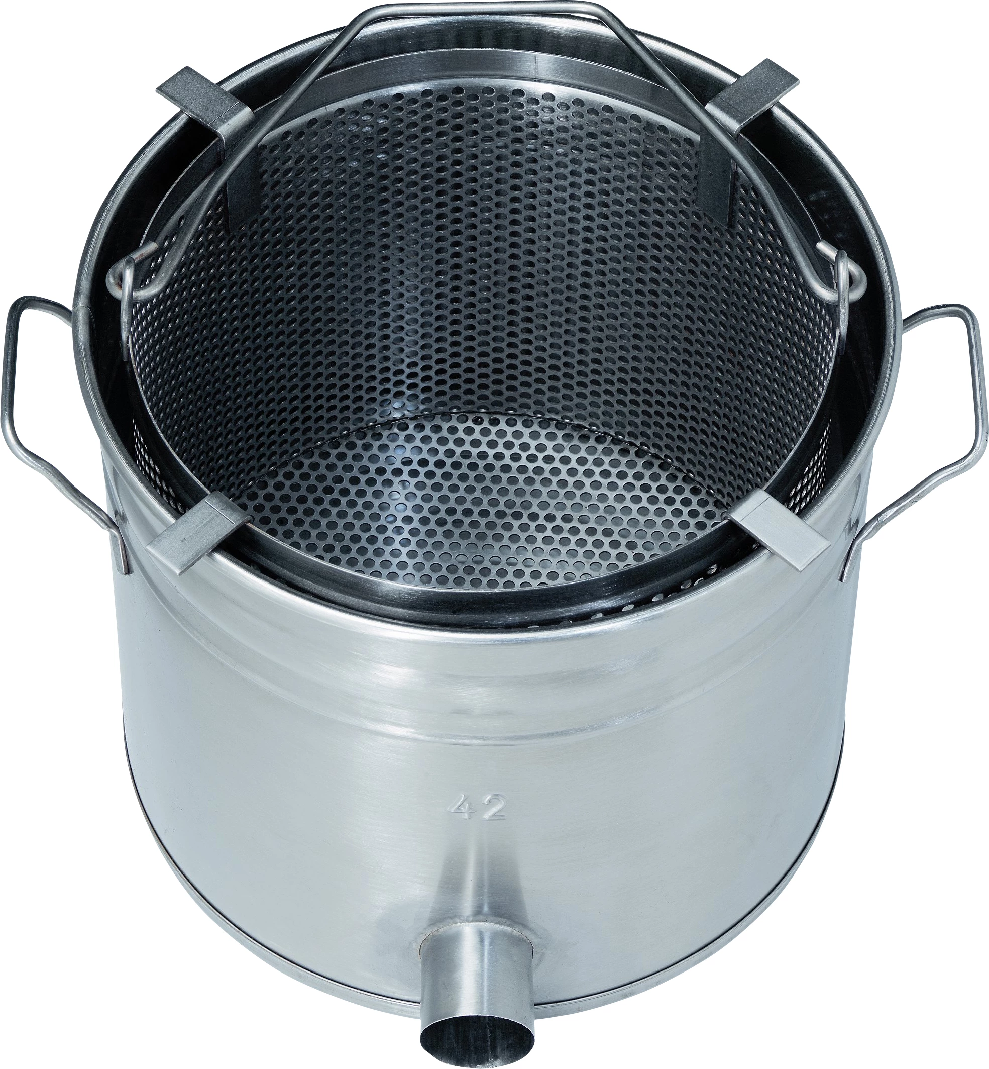 Flott skrællespand til 16K+S50, med si, rustfrit stål