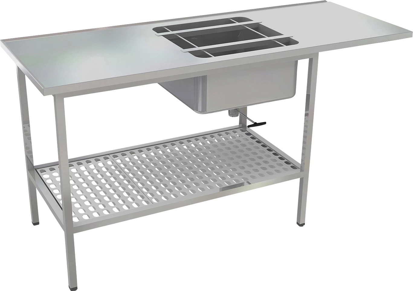 Forskyllebord, rustfrit stål, højre, L1700 mm
