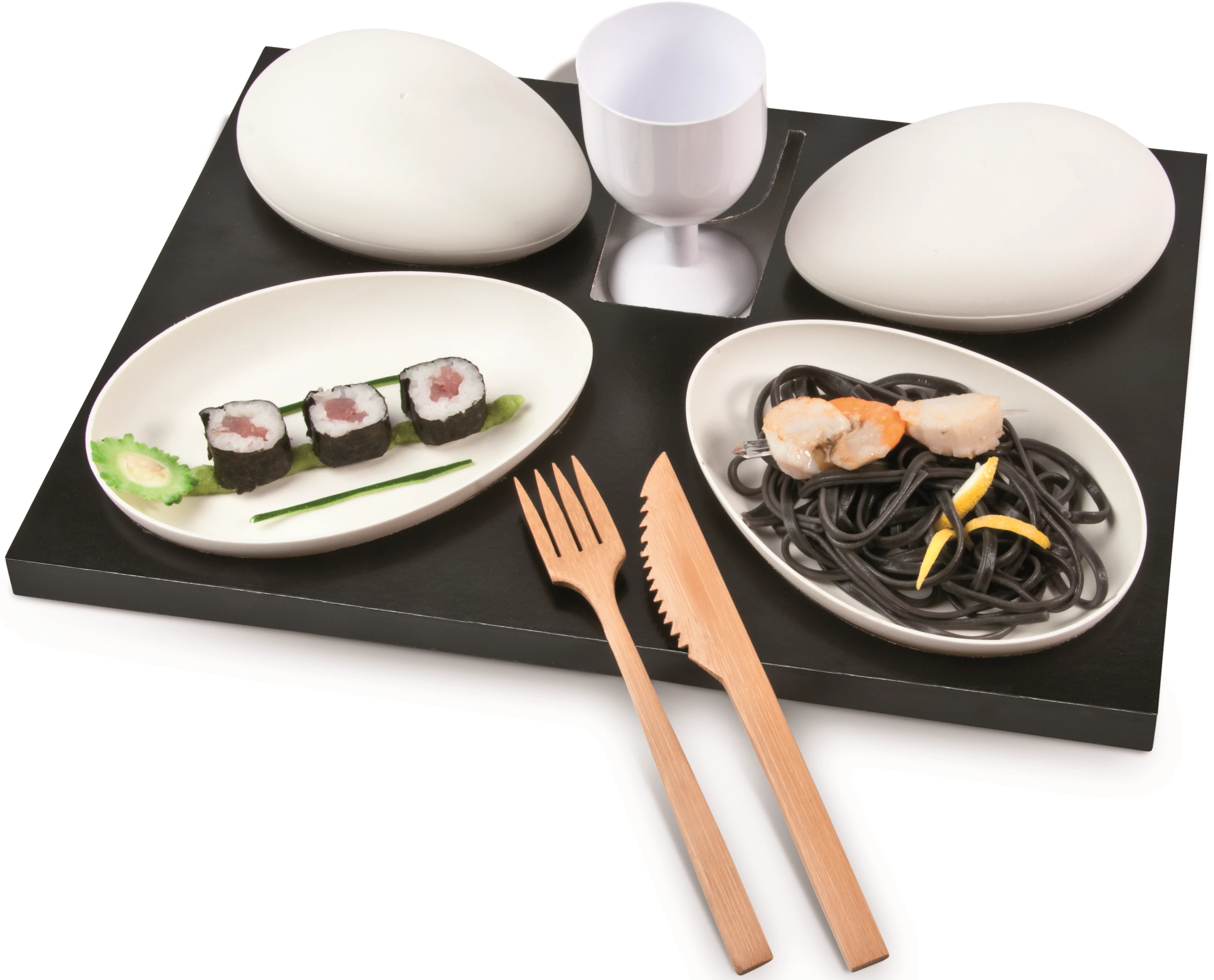 SP1S Mini Dishes sten med låg, hvid, 16 x 11 x 5,4 cm