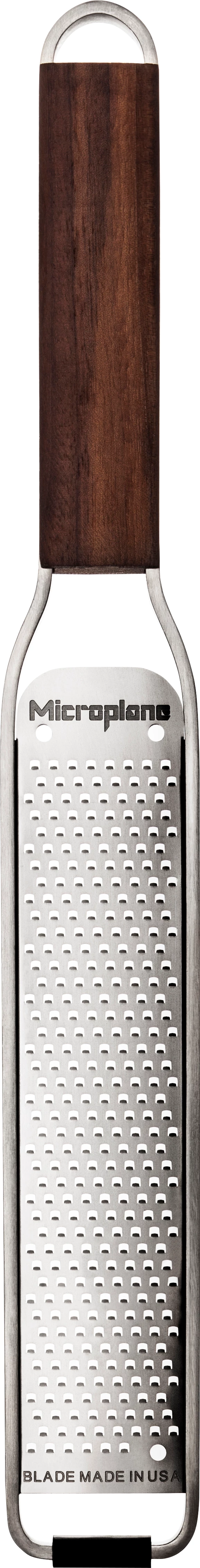 Microplane rivejern med håndtag i valnød, smal høvl, parmesan