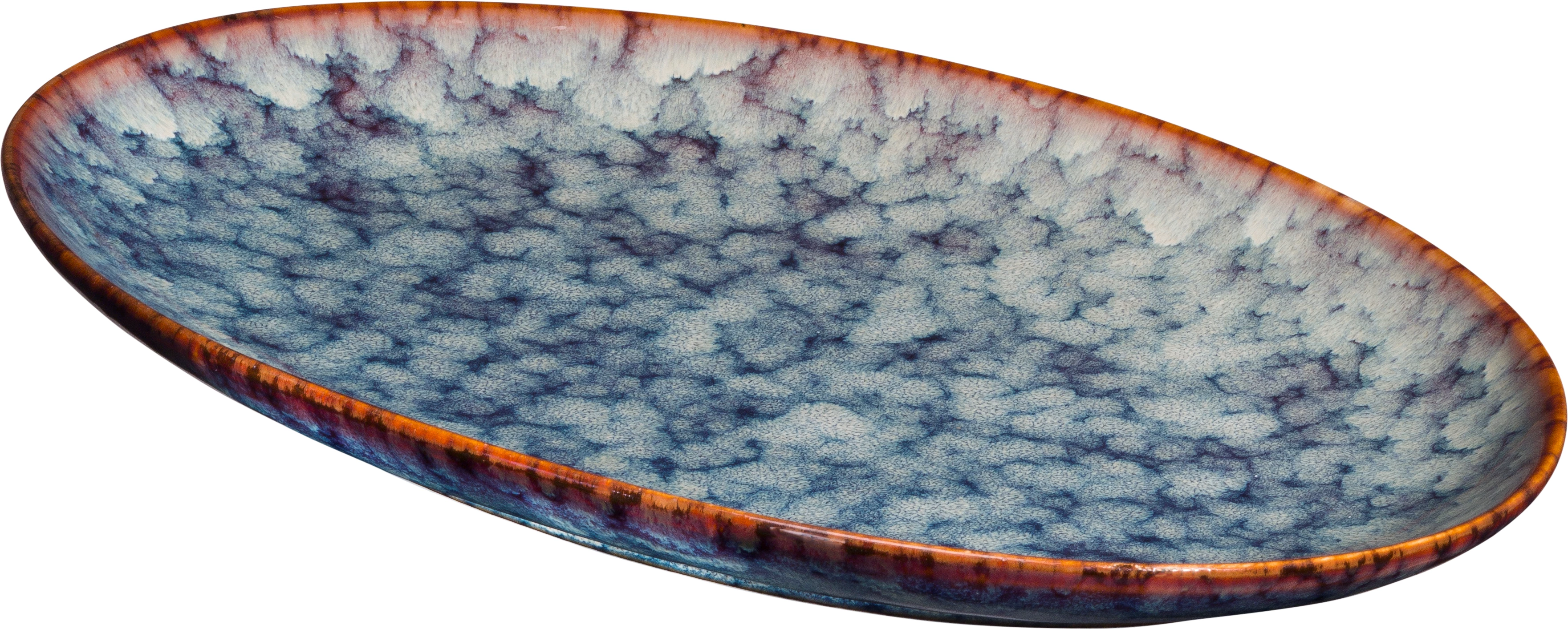 Auris fad, ovalt, blåt, 31 x 22 cm