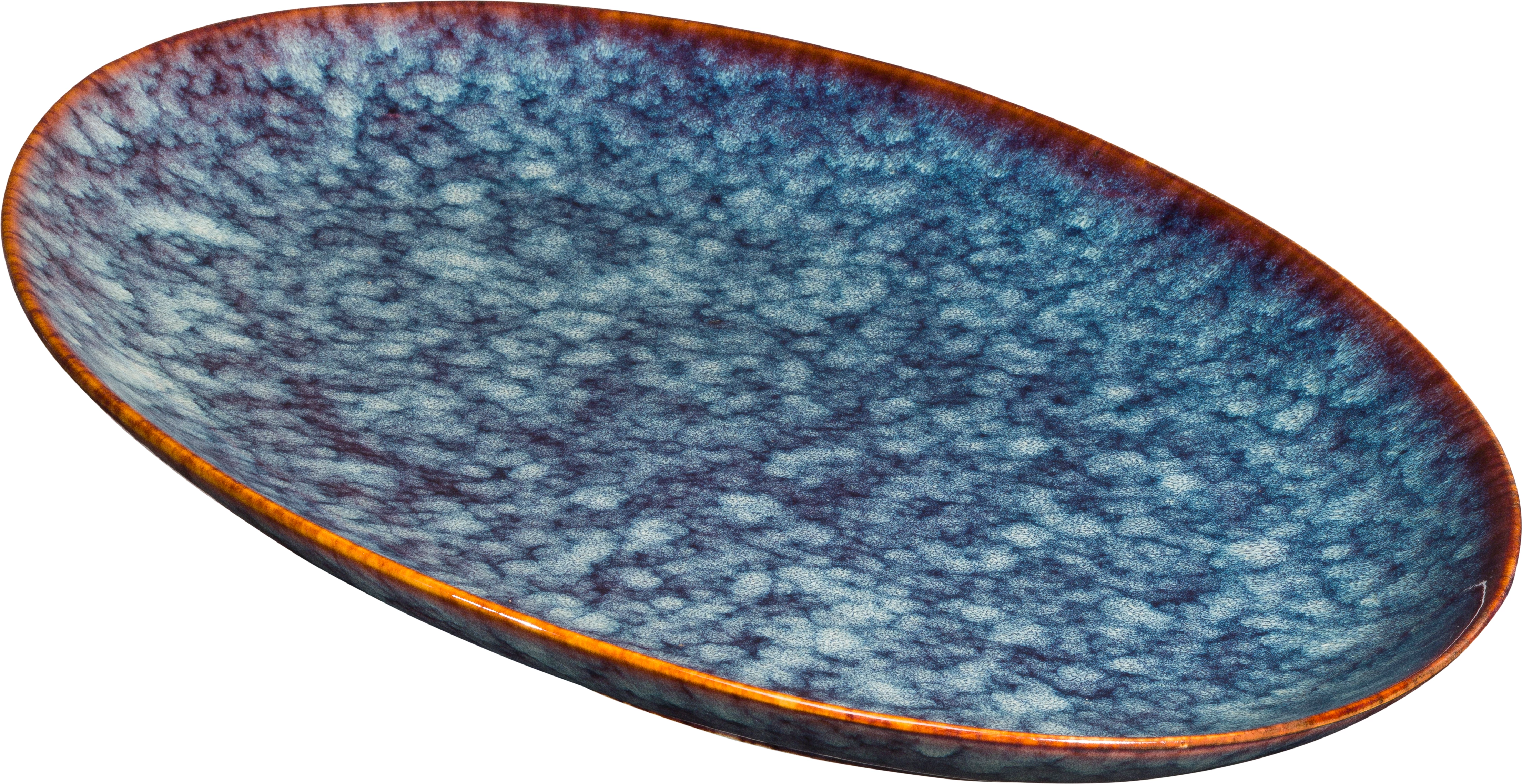 Auris fad, ovalt, blåt, 45 x 32,5 cm
