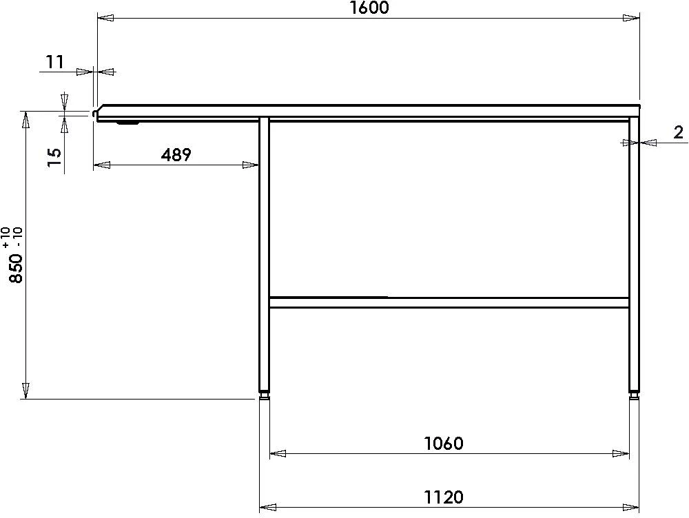 Gastro tørrebane, rustfrit stål, 1600 x 600 mm